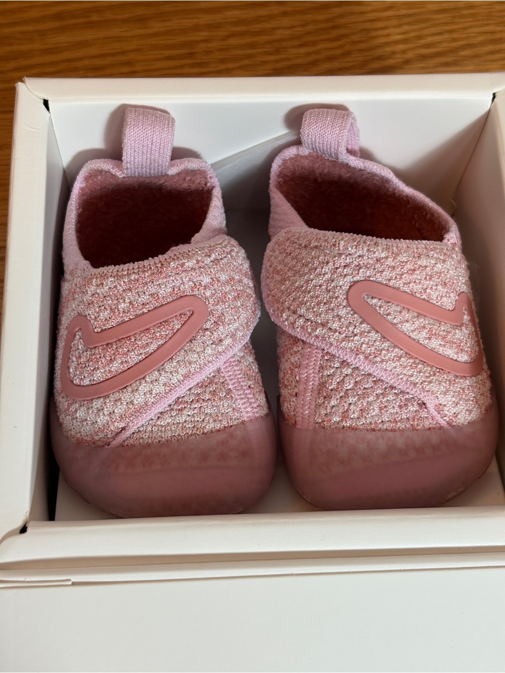 Nike Swoosh 1 TD Flyknit Pink Foam Red Stardust Sneakers Size 3C
